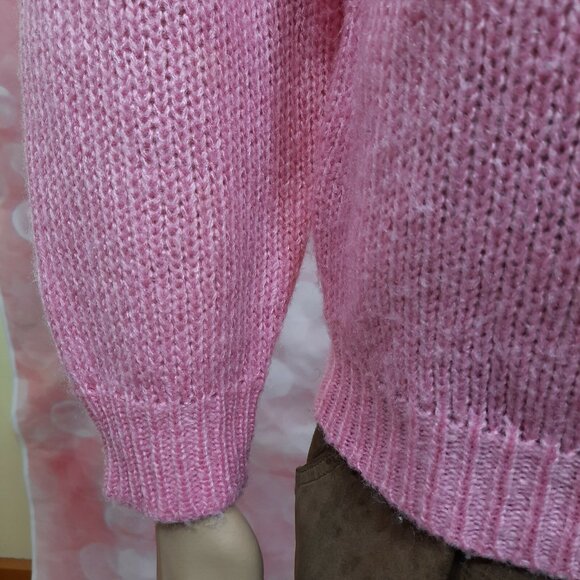 Vintage 80s Sweater Size S Bubblegum Pink Fairy Coquette Faux Pearl Buttons - Picture 5 of 12